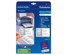 Avery Zweckform vizitinės kortelės, baltos, matinės, A4, 200 g / m2, 85x54mm, 10 lakštų
