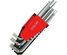AW-Tools AWTOOLS RAKTAI ŠEŠIAKAMPIAI HEX/ 2,0-12,0mm/ 10vnt./ SU RUTULINE GALVUTE ILGI Juodas LINE