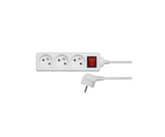 AW-Tools AWTOOLS NAMŲ pratęsimo kabelis, Baltas, 5 LIZDAI, 3,0 m, SU ĮŽEMINIMU, JUNGIKLIU