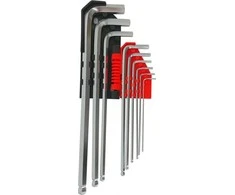 AW-Tools AWTOOLS ŠEŠIAKAMPIAI RAKTAI HEX /1,5-10,0mm/ 9vnt. SU RUTULINE GALVUTE ILGI Juodas LINE