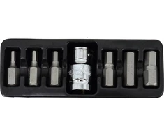 AW-Tools AWTOOLS ŠEŠIAKAMPIAI (IMBUS) ANTGALIAI. 7 vnt. 4-12mm + ADAPTERIS Juodas LINE