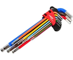 AW-Tools AWTOOLS RAKTAI ŠEŠIAKAMPIAI HEX / 1,5-10,0mm / 9vnt. SPALVOTI SU RUTULINE GALVUTE ILGI Juodas LINE