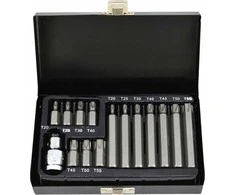 AW-Tools AWTOOLS 15 dalių TORX antgalis su skylute, juodos linijos
