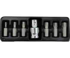 AW-Tools AWTOOLS TORX antgaliai, 7 vnt., T25-T55, su adapteriu, Juodas linija