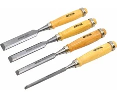 AW-Tools AWTOOLS KALTŲ RINKINYS SU MEDINĖMIS RANKENOMIS 4vnt. 6/12/18/24mm