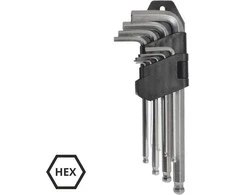 AW-Tools AWTOOLS ŠEŠIAKAMPIAI RAKTAI (HEX) /1,5-10,0mm/ 9vnt. SU RUTULINE GALVUTE