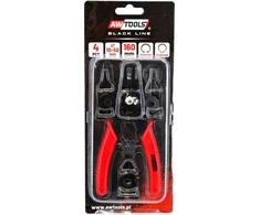 AW-Tools AWTOOLS ŽNYPLĖS SEG. 160mm VIDINĖMS IR IŠORINĖMS 4vnt KEIČIAMI ANTGALIAI Juodas LINE