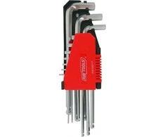 AW-Tools AWTOOLS RAKTAI ŠEŠIAKAMPIAI HEX/ 2,0-12,0mm/ 10vnt./ SU RUTULINE GALVUTE ILGI Juodas LINE