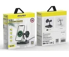 AWEI indukcinis įkroviklis 4in1 W2215W Fast Charging juodos spalvos
