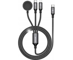 Awei laidas W23 3 viename USB-C/Lightning/Watch 100W/10W/2.5W juodas/juodas