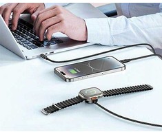 Awei laidas W23 3 viename USB-C/Lightning/Watch 100W/10W/2.5W juodas/juodas