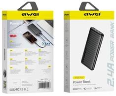 Awei PowerBank P5K Pro 10000mAh 2xUSB juodas