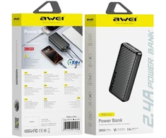 Awei PowerBank P6K Pro 20000mAh 2xUSB-A/USB-C juodas