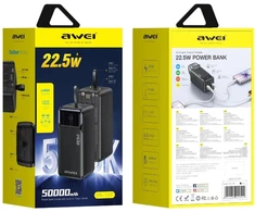 Awei Powerbank PA-107 50000mAh 22,5W PD 3xUSB juodas