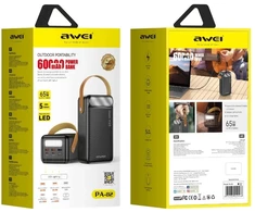 Awei Powerbank PA-82 60000mAh 65W PD 2xUSB-A/USB-C juodas