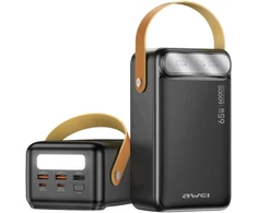 Awei Powerbank PA-82 60000mAh 65W PD 2xUSB-A/USB-C juodas