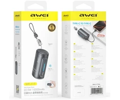 Awei nešiojamasis įkroviklis WP-117 10000mAh 22.5W 3C 2xUSB-C juodas