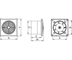 AWENTA Awenta WZ125H Silence vonios ventiliatorius fi125mm 175m3/h 13.5W 230V su laikmačiu ir drėgmės jutikliu balta