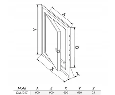 AWENTA Revizijos durelės Awenta DM104Z 650x650mm metalinės baltos