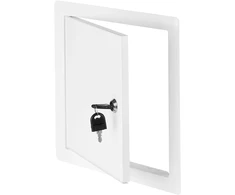 AWENTA apžiūros durelės Awenta DM81 140x140mm su spyna, metalinės, baltos