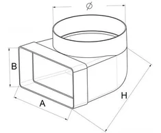 AWENTA Alkūnė jungiamoji 90° 60x204/fi100mm (KP204-23/100)