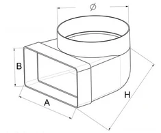 AWENTA 90° alkūnės jungtis 60x204/fi125mm (KP204-23/125)