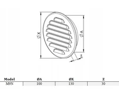 AWENTA Vėdinimo grotelės Awenta M9N fi100mm sidabrinės