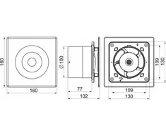 AWENTA Ventiliatorius Vonios kambario ventiliatoriaus kilpa Awenta WL100H fi100mm 42/70m3/h 4/6W 230V su drėgmės jutikliu balta