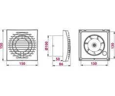 AWENTA Ventiliatorius Vonios kambario ventiliatorius Awenta WFA100 Focus fi 100mm 85m3/h 8W 230V baltas