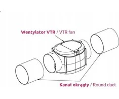 AWENTA VTR Awenta VTR100D kanalinis ventiliatorius fi100mm 42/70m3/h 12/22.5W 230V baltas
