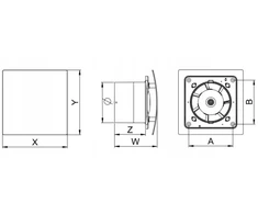 AWENTA Vonios ventiliatorius Awenta WES100T Escudo fi100mm 95m3/h 13W su laiko jungikliu sidabrinis