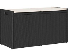 Lauko suoliukas su daiktadėže ir pagalvėle, juodas, 100 cm, poliratanas