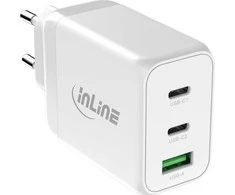 Įkroviklis Axagon InLine® USB PD maitinimo šaltinis, kroviklis GaN, 3-Port, Dual USB-C+USB-A, 65W, balta