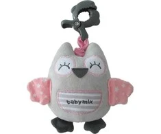 Lavinantis žaidžiamas pliušinis žaislas su segtuku Baby Mix pelėda rožinė