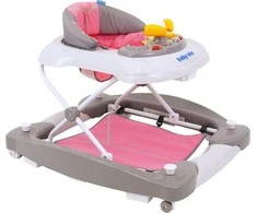 Vaikštynė su sūpynėmis ir silikoniniais ratukais Baby Mix rožinė
