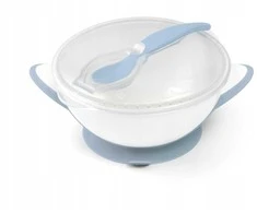 Baby Ono BabyOno lėkštė limpančiu dugnu + šaukštelis Nuo 6+ mėn., mėlyna, 1063/05