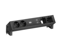 Bachmann DESK2 2xCEE7/3, kroviklis USB su zasilaniem sieciowym, 2xCM, przewód zasilający 0,2 m GST18 RAL9005 (19.07.2618)
