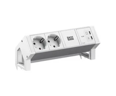 Bachmann DESK2 ALU Balta 2xCEE7/3, 1xUSB C/C 45 W, ilgis 0,2 m, RAL9010