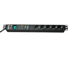 Bachmann Power Strip 19"" 5x GVS lizdai su jungikliu, juodi