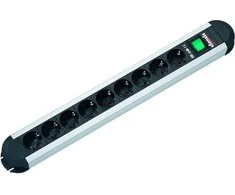 Bachmann lizdų juostelė PRIMO ALU, 9 krypčių, juoda, 2,0m, su jungikliu