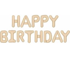 PartyDeco Folinis balionas Happ Birthday kreminis 340x35cm