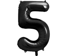 PartyDeco Balionas folinis skaičius 5 juodas 86cm