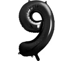 PartyDeco Folinis balionas "9" juodas, 86 cm