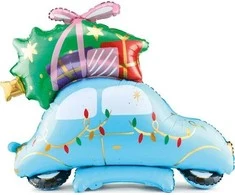 Party Deco Folinis balionas pastatomas "Kalėdų automobilis" 102&amp;107cm