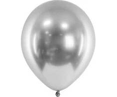 PartyDeco Blizgūs sidabriniai balionai (10vnt)