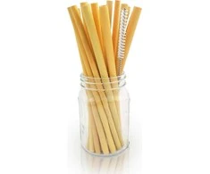 BAMBAW Bambuko šiaudeliai su dantų šepetėliu, 14 cm x 50 vienetų (BAW04343)