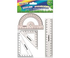 Geometrinis rinkinys Bambino 15 cm liniuotė, stačiakampiai, kampainis