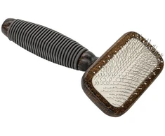 Barry King Išskirtinis plaukų šepetys pudeliams, stačiakampis, gyvūnams, buko mediena, plienas, TPR plastikas, matm. 9,4x16,4cm