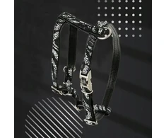 Barry King Equilibre šuns petnešos, juodos zebro spalvos, nikelio odos, S 13 mm / kaklo apimtis 25–40 cm, krūtinės apimtis 35–50 cm