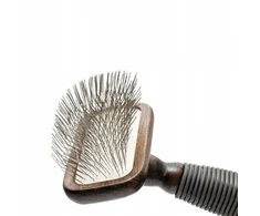 Barry King Išskirtinis stačiakampis pudelių šepetys gyvūnams, pagamintas iš buko medienos, plieno, TPR plastiko, matmenys 9,4 x 16,6 cm